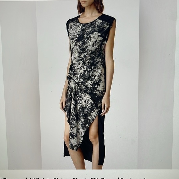 Allsaints ladies Riviera shade silk dress size US 6 - Picture 1 of 8